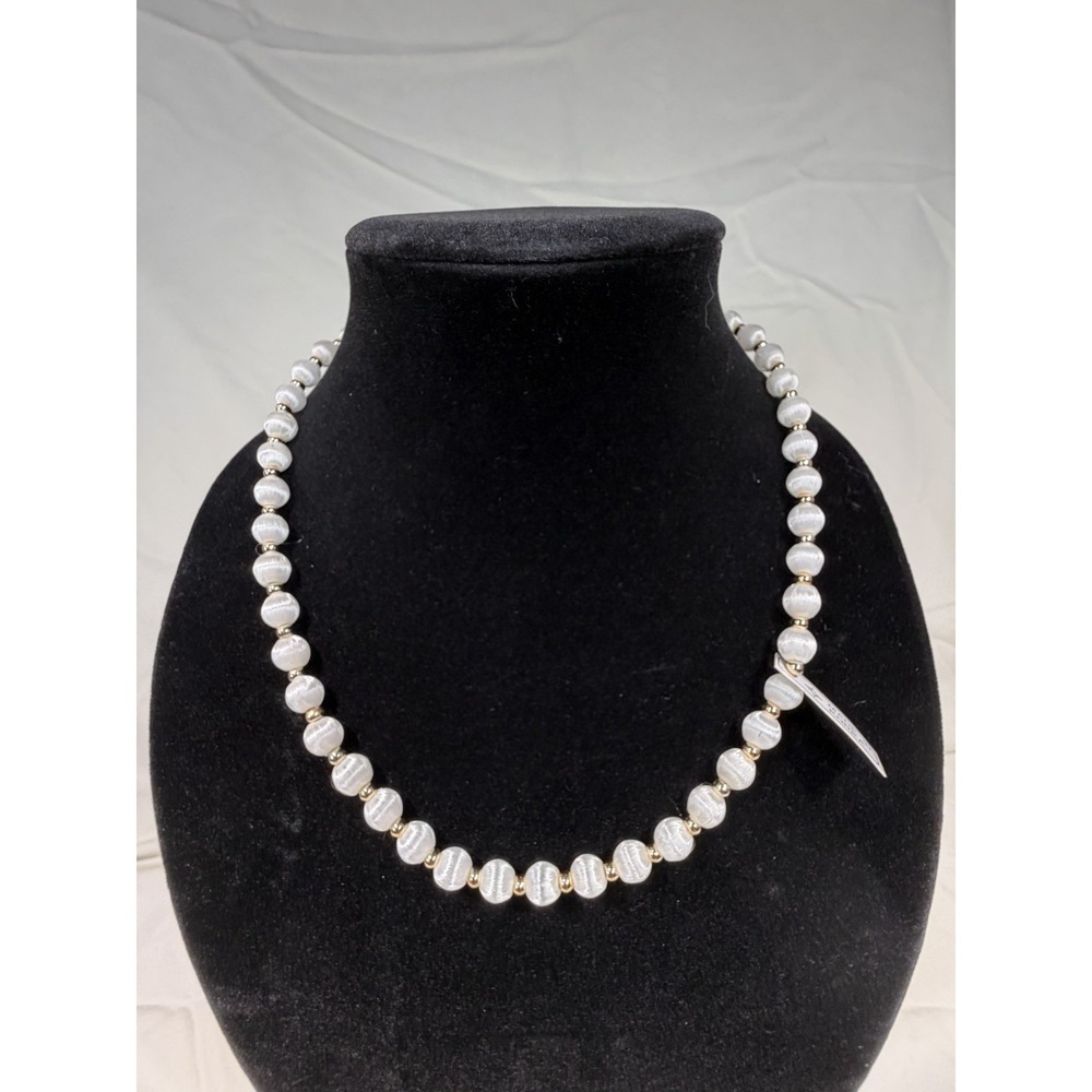 Faux Pearl Fiber Beaded Necklace‎